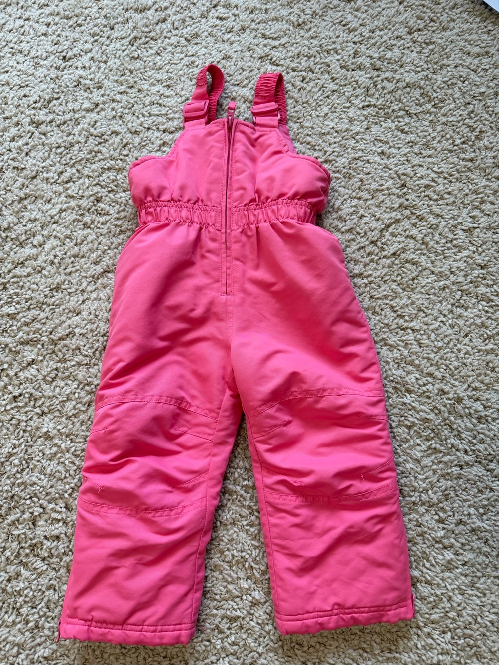 Falls Creek Kids Girls Pink Insulated Snow Bib Snow Pants 3t